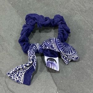 Blue dyed lucky clover scrunchie